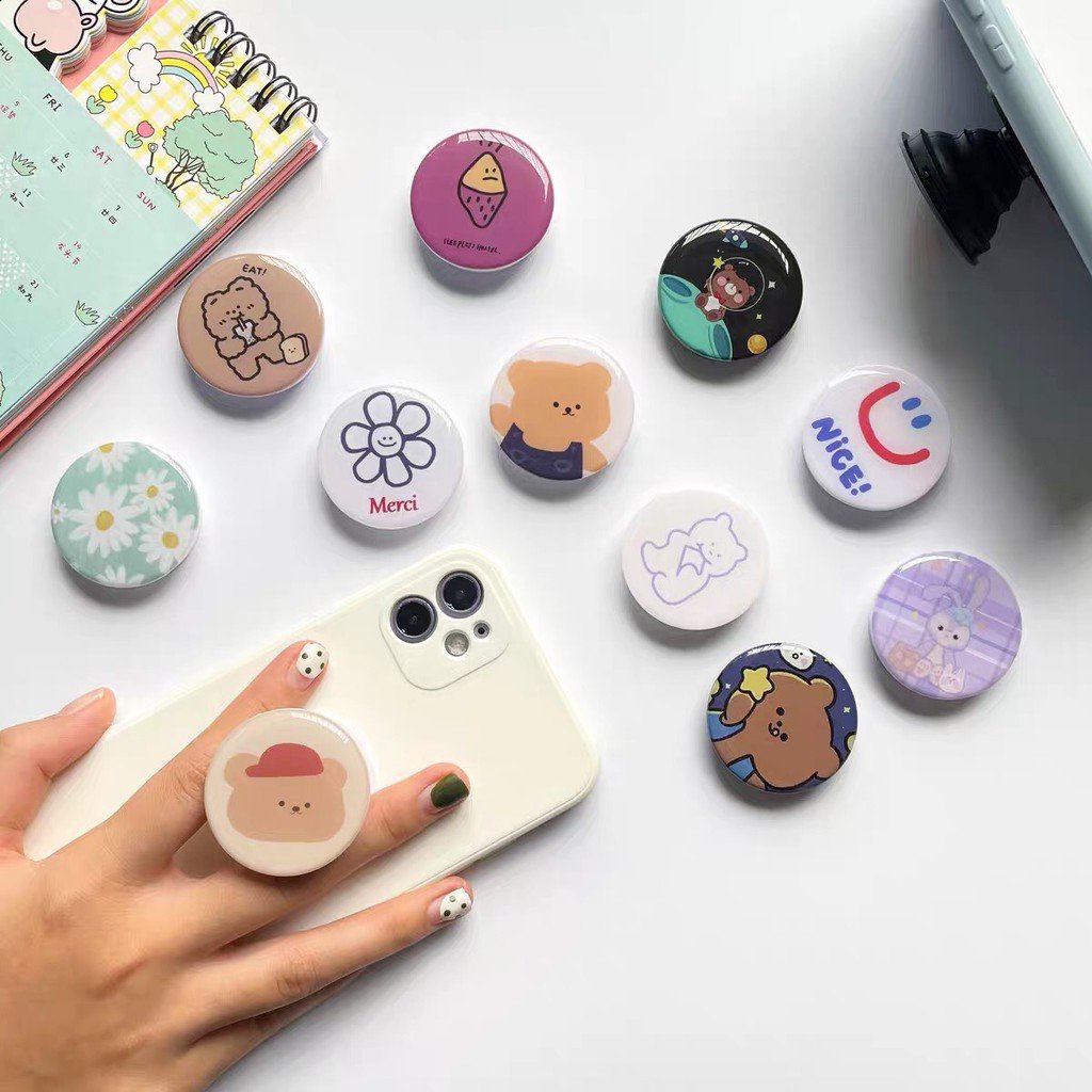 Giá đỡ điện thoại CẦM TAY -CUTE - Pop - Iring tròn dán lưng điện thoại