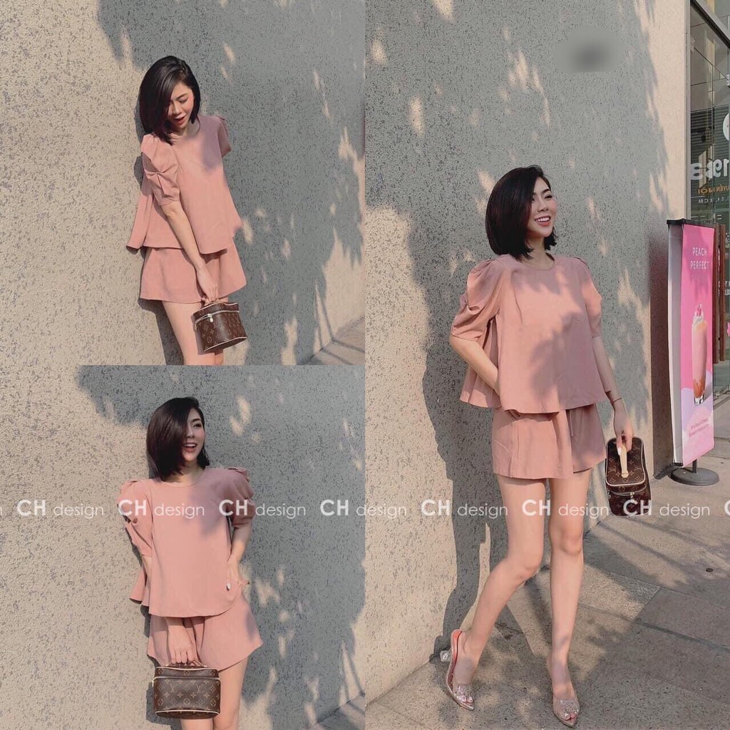 [Mã WASTCOOL giảm 15% tối đa 50K đơn 99K] bộ nữ quần đùi áo tay bồng chất đũi xước babi | BigBuy360 - bigbuy360.vn