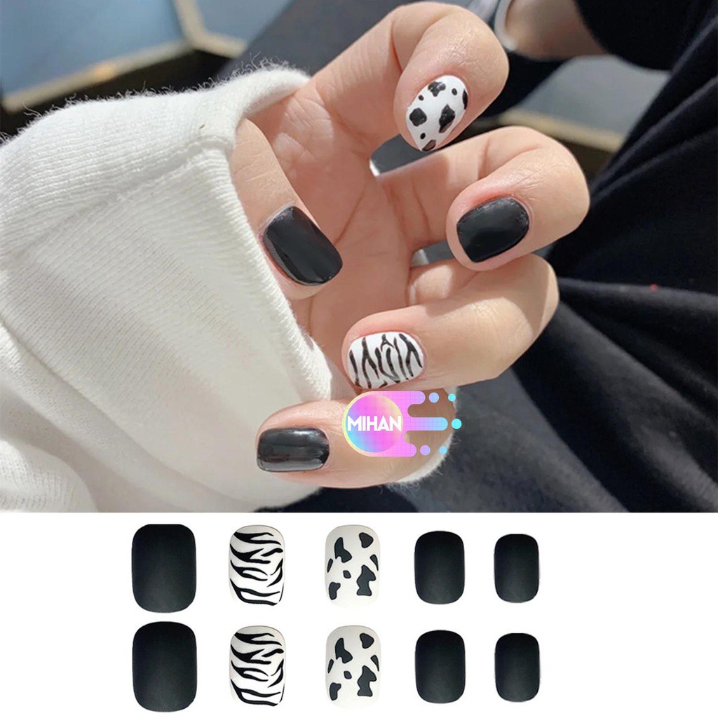 Hộp 24 Móng Tay Giả Đầu Tròn Có Thể Tháo Rời Thời Trang Cho Nữ Mihan1