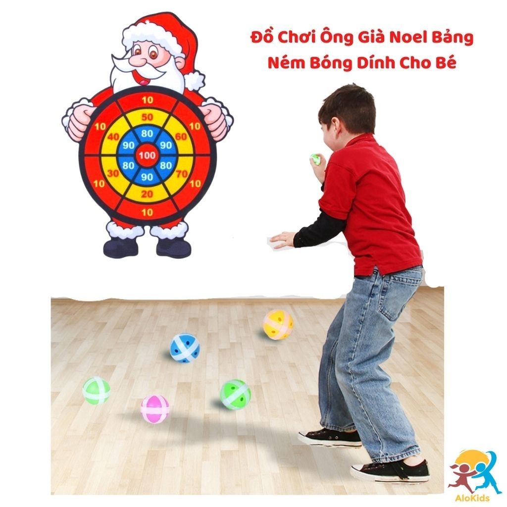 Đồ Chơi Ông Già Noel Cho Bé, Bảng Ném Bóng Dính Phi Tiêu, Alokids Tb