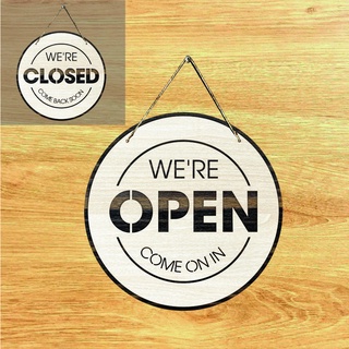 Bảng treo Open - Closed bằng gỗ 2 mặt