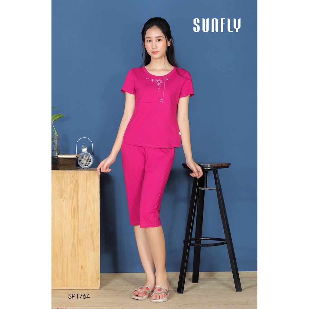 Đồ bộ mặc nhà áo cộc tay quần lửng Sunfly SP1764 | BigBuy360 - bigbuy360.vn