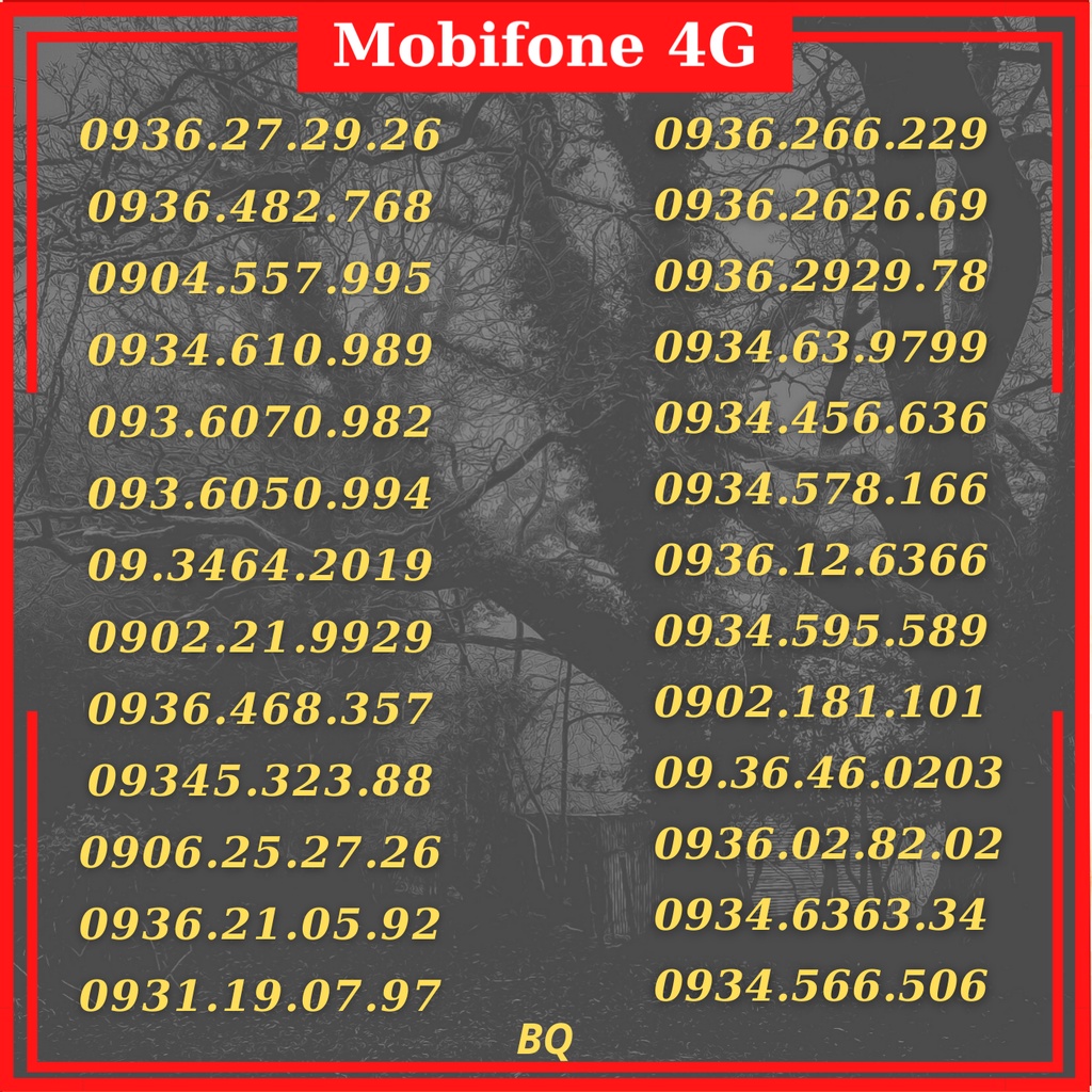 Sim 4g mobifone số đẹp, dễ nhớ đầu 09 đồng giá. đăng ký được các gói DTHN, c120 sử dụng toàn quốc.