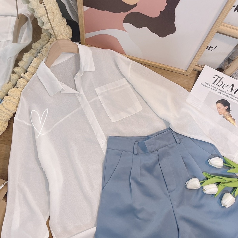 SET 3 MÓN : ÁO KHOÁC TƠ + ÁO LÓT + QUẦN SHORT XANH