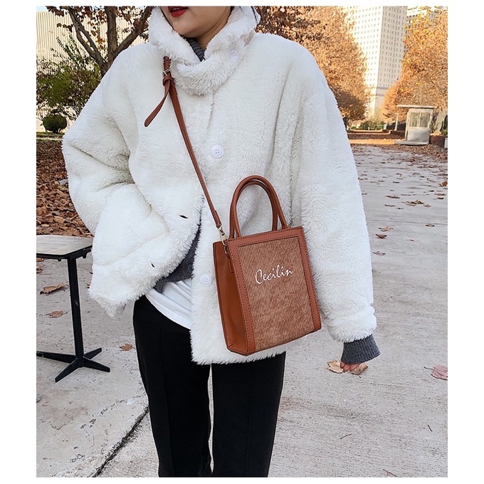 Túi đeo vai/đeo chéo nữ Cecilia mặt nỉ nhung