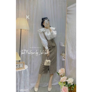 Set váy yếm phối áo bèo