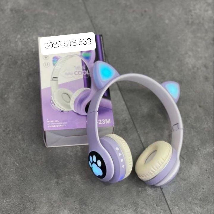 Tai Nghe Mèo Bluetooth Chụp Tai ,Tai Mèo Dễ Thương Có Mic, Âm Bass Mạnh Mẽ Nghe Cực Hay Bảo Hành 1 Năm