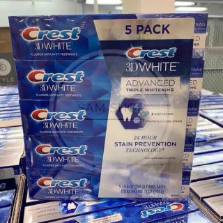 Lốc 5 kem đánh răng crest 3d white toothpaste 158g
