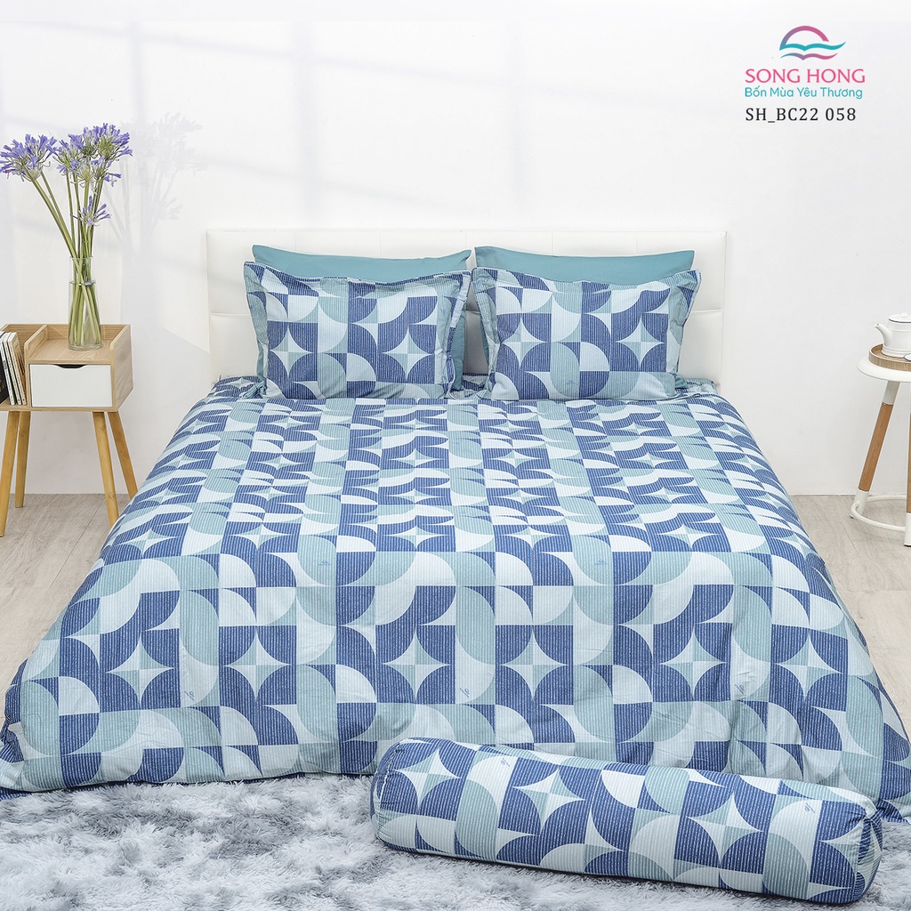 Bộ ga chun Sông Hồng BC22 058 - Chất Cotton