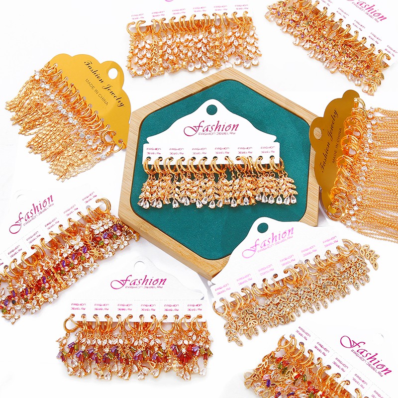 BEADIA 1 Đôi Bông Tai Dáng Dài Đính Đá Zircon Phong Cách Thời Trang Hàn Quốc Mới
