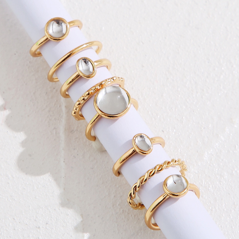 Nhẫn Đính Đá Quý Nhiều Màu Sắc | Set Phụ Kiện Trang Sức Bằng Thép Không Gỉ Mới Cho Nữ