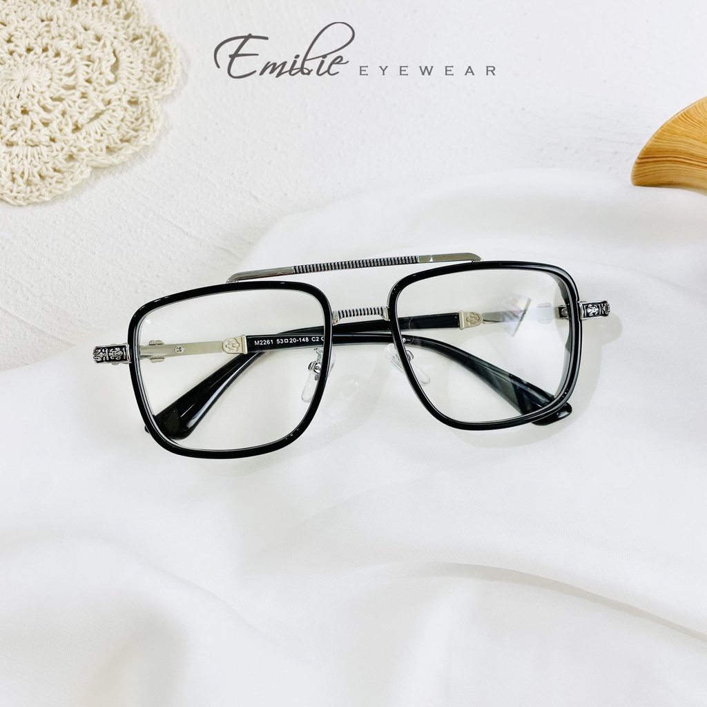 Gọng kính vuông nam nữ hai cầu chắc chắn Emilie eyewear phụ kiện thời trang chr.ome