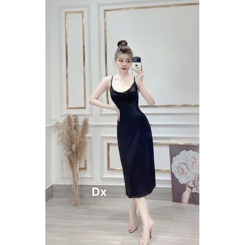 Đầm Hở Lưng Đan Dây Có Mút Ngực Chất Thun Borip Thích Hợp Mặc Đi Tiệc Đi Làm Đi Chơi