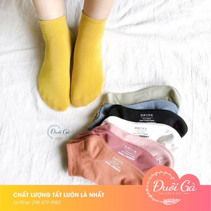 Tất nữ cổ lửng trơn màu Cheemy Free cotton pha spandex cao cấp - vớ đẹp Đuôi Gà - TTHAN