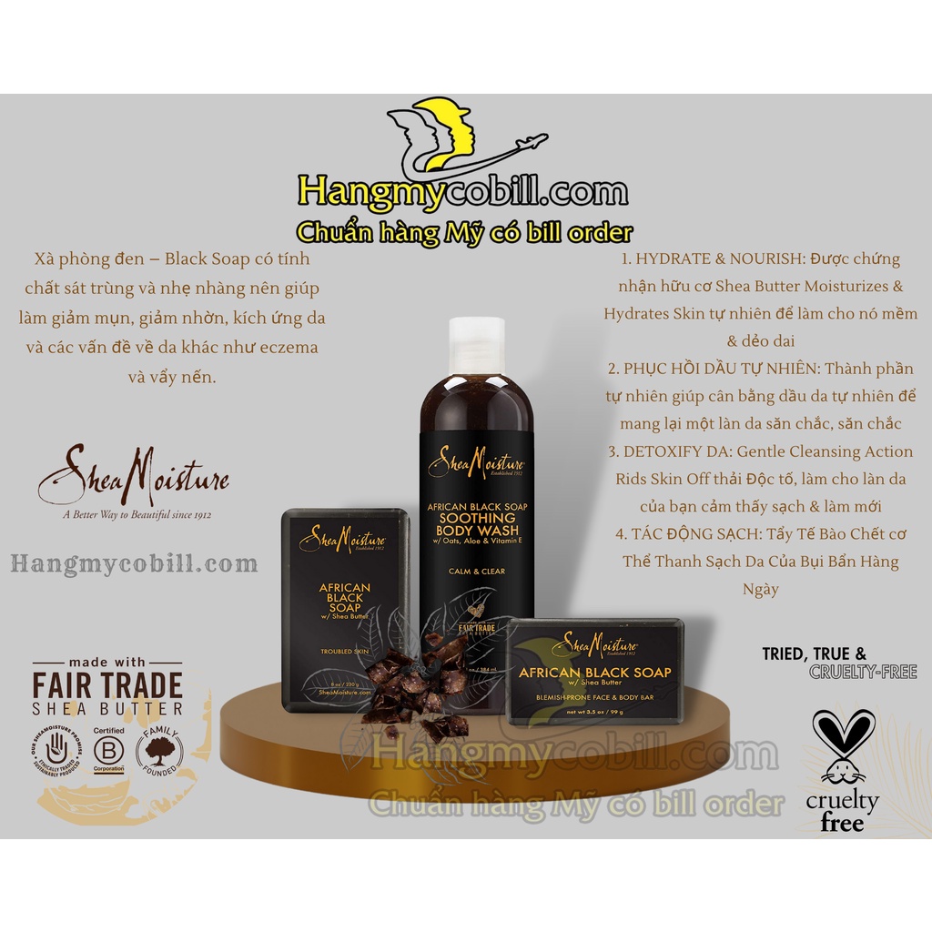 (có bill nhập)XÀ PHÒNG ĐEN SHEA MOISTURE AFRICAN BLACK SOAP