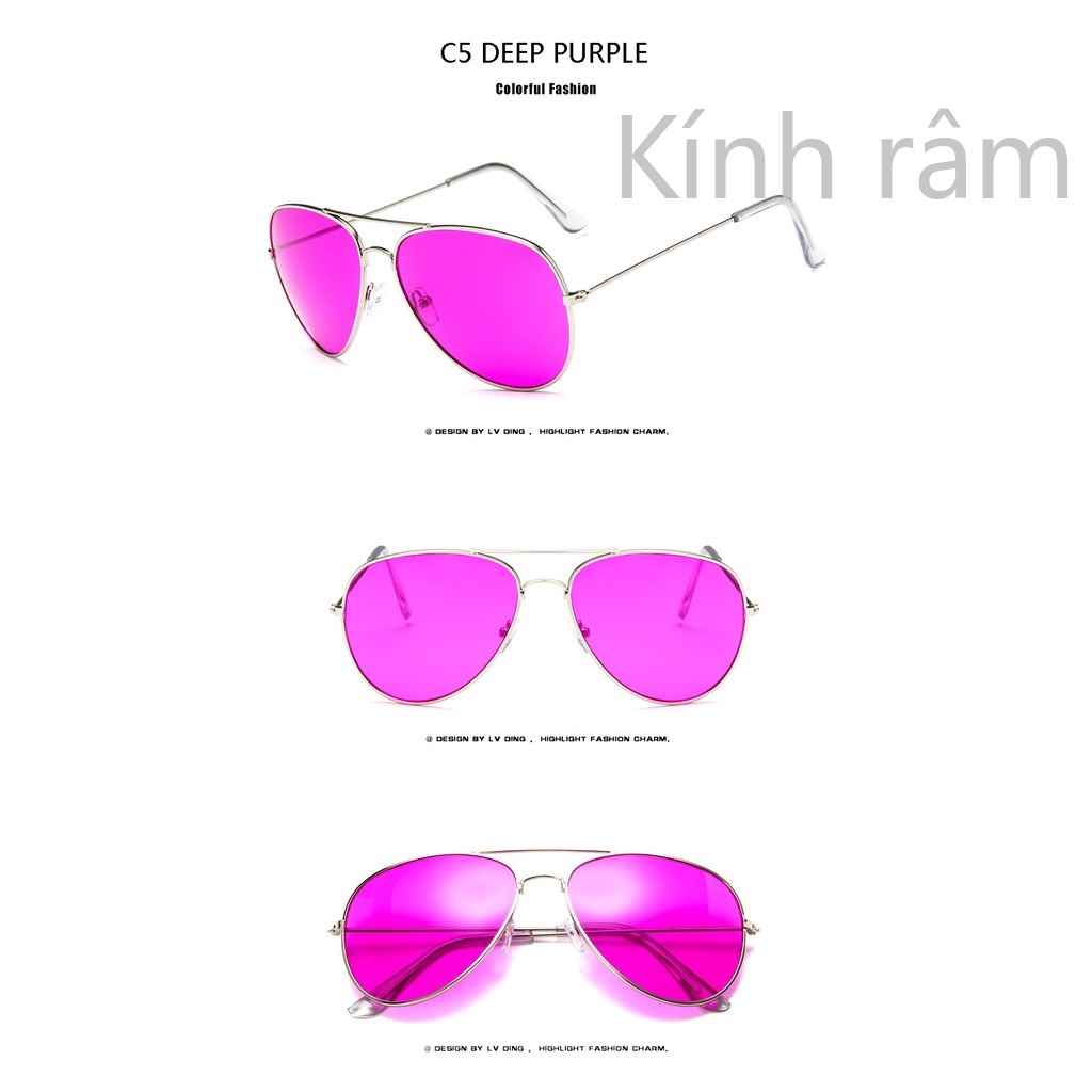 Kính mát 3027 gọng kim loại tròn thời trang cho nữ