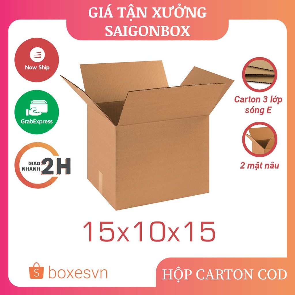 Combo 20 thùng hộp carton size 15x10x15 cm để đóng gói hàng hóa