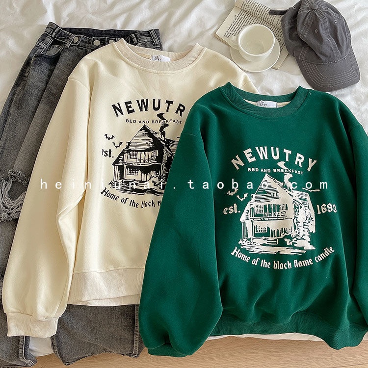 Áo Thun Tay Dài Cổ Tròn In Hình Thời Trang Dành Cho Nữ