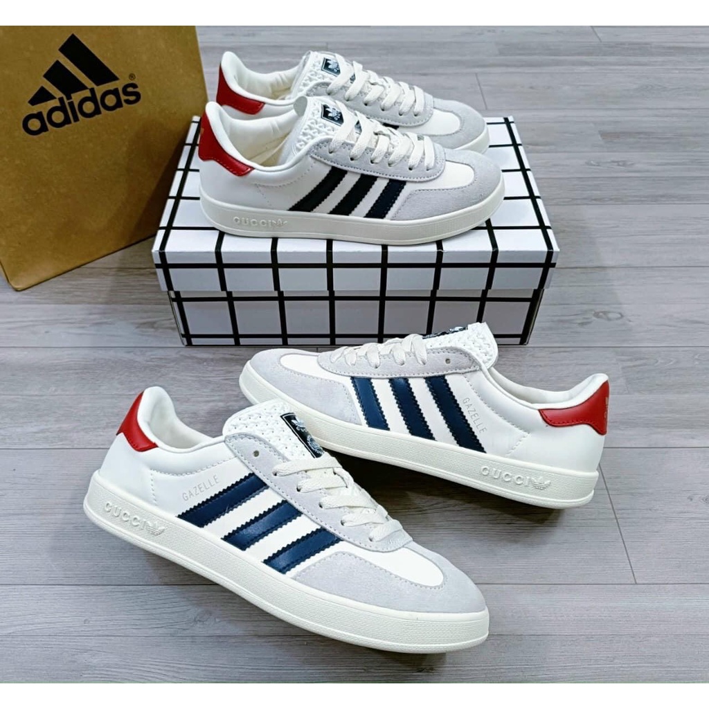 GIÀY THỂ THAO SNEAKER DAS & GUCCI ACE  DAS GUCCI TRẮNG XÁM VỆT ĐEN GÓT ĐỎ CAO CẤP ẢNH THẬT SHOP TỰ CHỤP