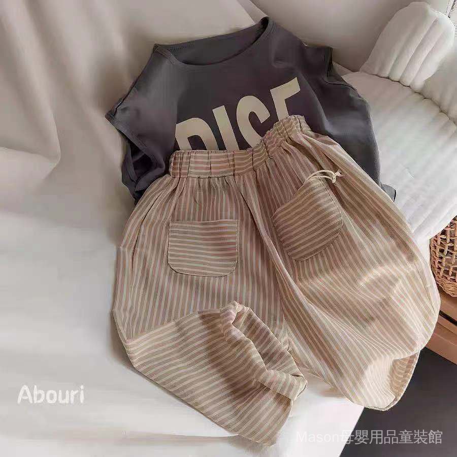 Quần Cotton Lanh Mỏng Kẻ Sọc Chống Muỗi Phong Cách Hàn Quốc Cho Bé