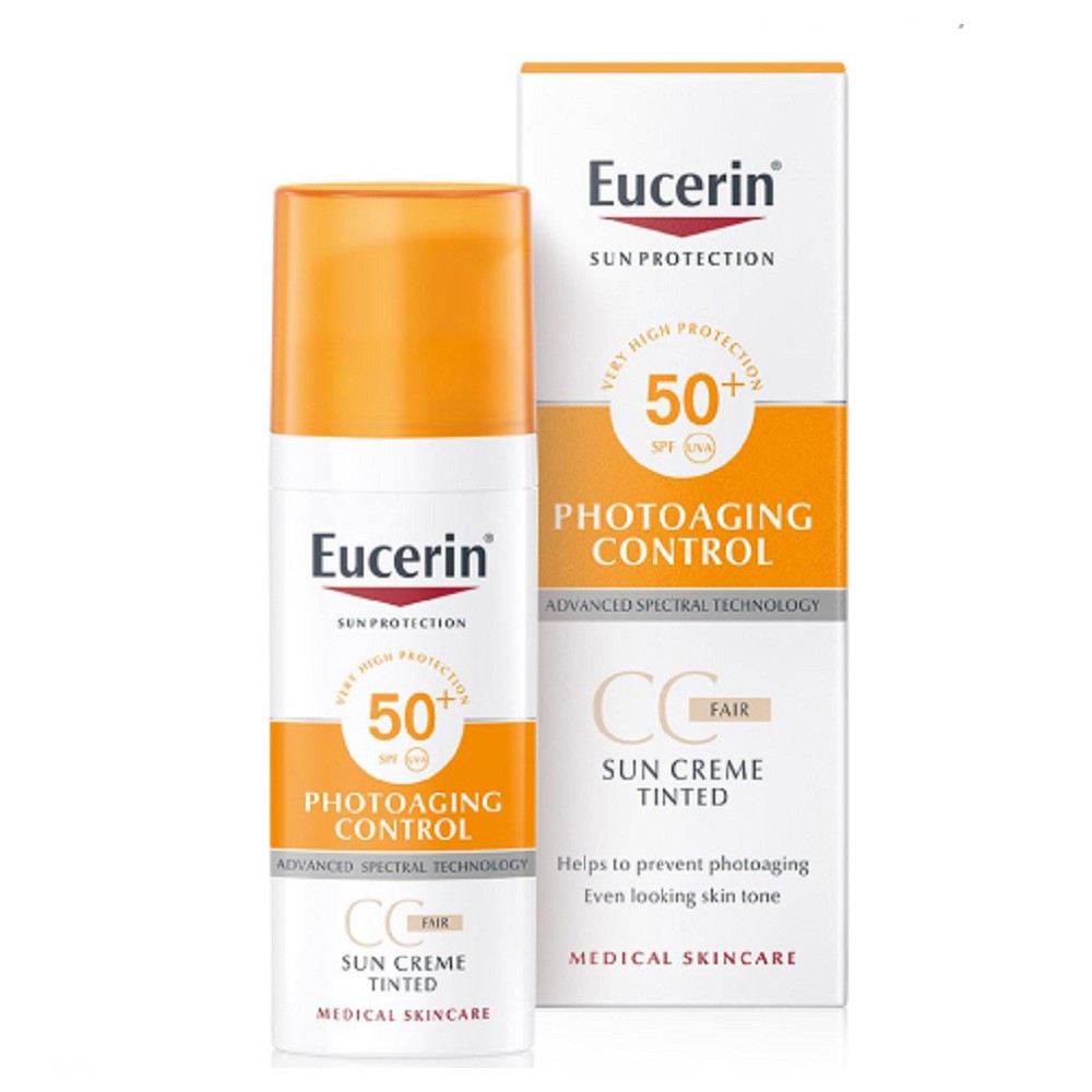 Kem chống nắng trang điểm Eucerin Sun Creme Tinted CC Fair SPF50+ 50ml (Có Màu)