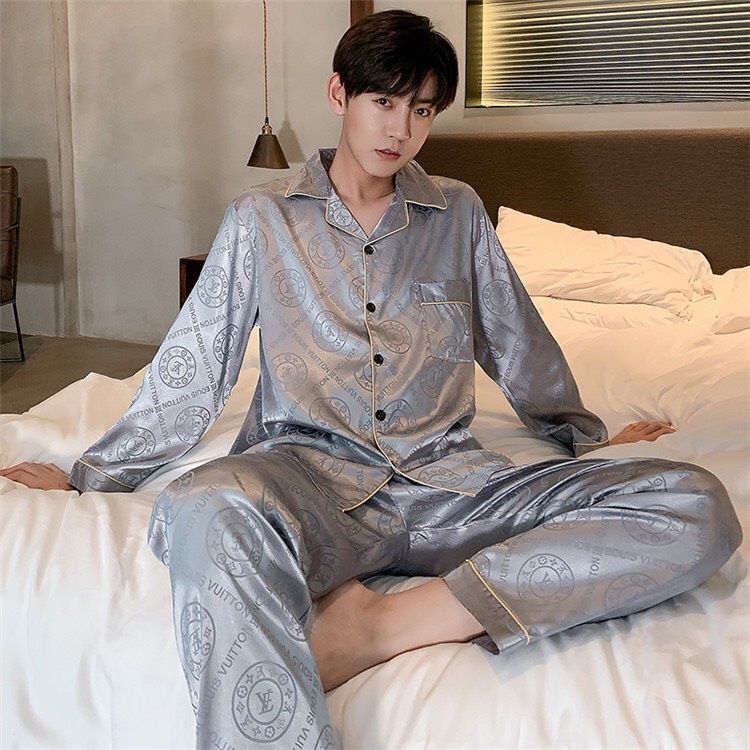 Bộ ngủ lụa Pyjama nam màu trơn  - Đồ mặc nhà nam sang chảnh