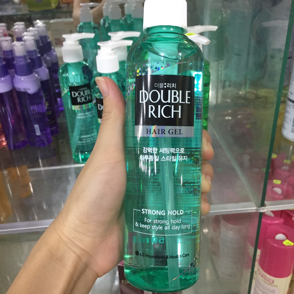 [mẫu mới] DOUBLE RICH gel tạo kiểu giữ nếp tóc 250ml CHAI XANH