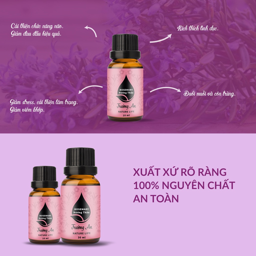 Tinh dầu Hương Thảo Rose Mary Trường An Essential Oil, xuất sứ thiên nhiên không pha tạp chất, có giấy kiểm định COA