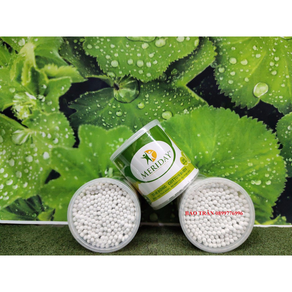 Tăm Bông Meriday đầu tăm lớn HỘP TRÒN XOAY 200 que - Tăm Bông KOTTON CARE 200 que Chính hãng Bông Bạch Tuyết