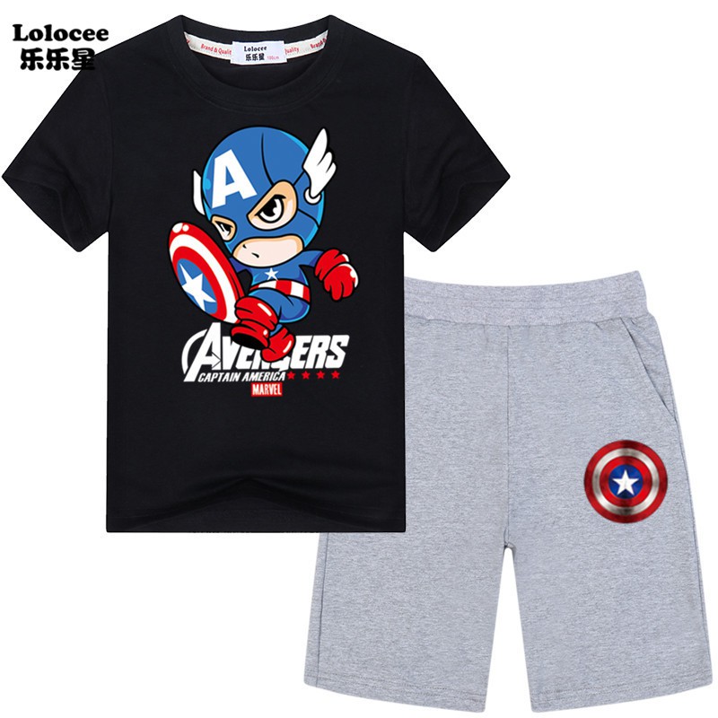 NEW Bộ Đồ Thể Thao In Hình Captain America Thời Trang Cho Bé Trai 2020