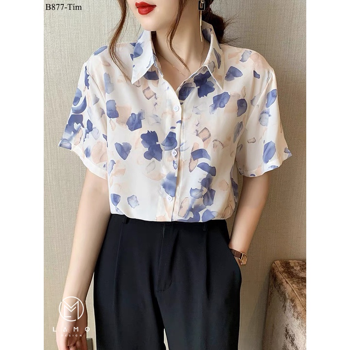 Áo sơ mi công sở nữ kiểu hàn quốc vải lụa mềm mát cho mùa hè LAMO-B877