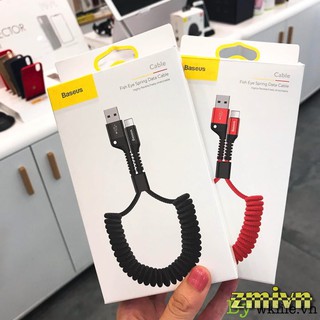 Cáp sạc nhanh Type C / Iphone 2A dây Xoắn Lò Xo 1m hiệu Baseus dùng chuyên dụng cho ô tô