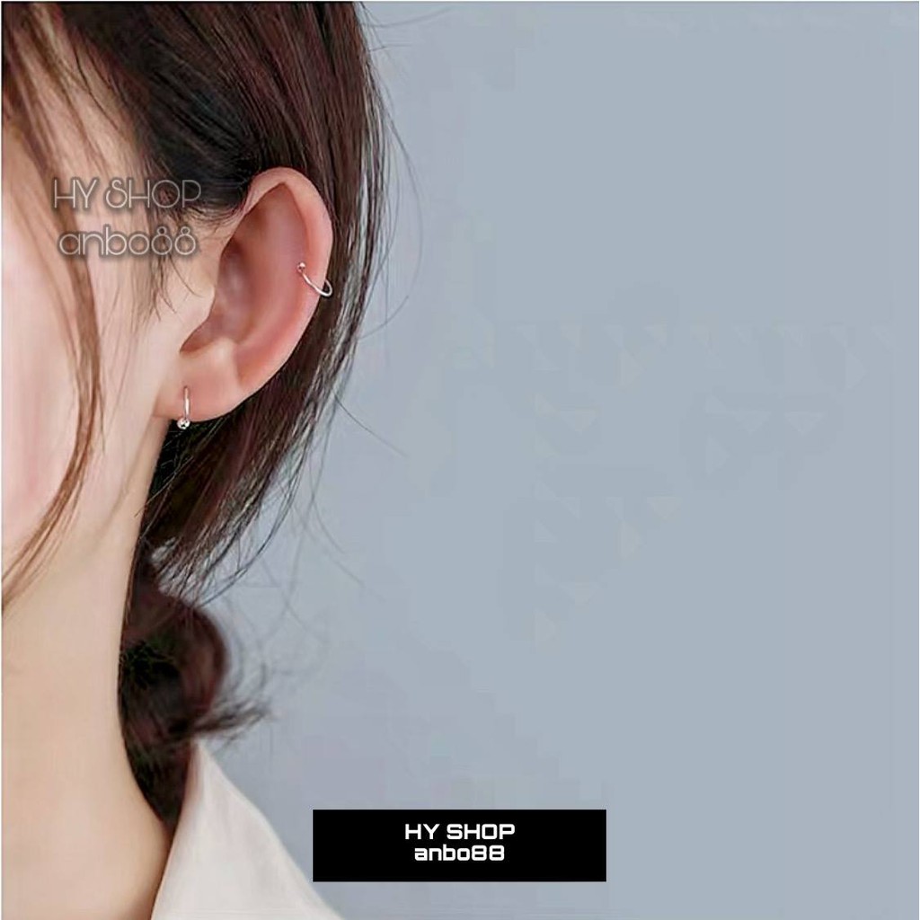 Khuyên tai titan tròn bi nhỏ không dị ứng không gỉ cho nam nữ unisex bts