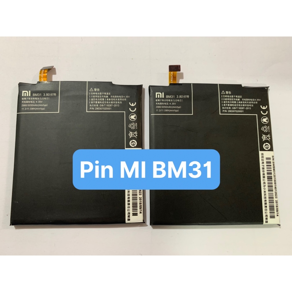 Pin điện thoại xiaomi Mi 3 / BM31 / 3050mAh - zin chính hãng, có bảo hành