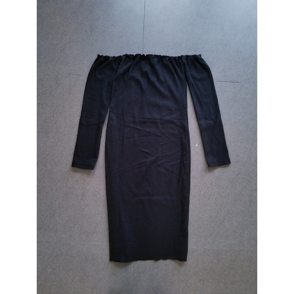 đầm trễ vai tay dài chất thun gân hàng vnxk bao đẹp | BigBuy360 - bigbuy360.vn