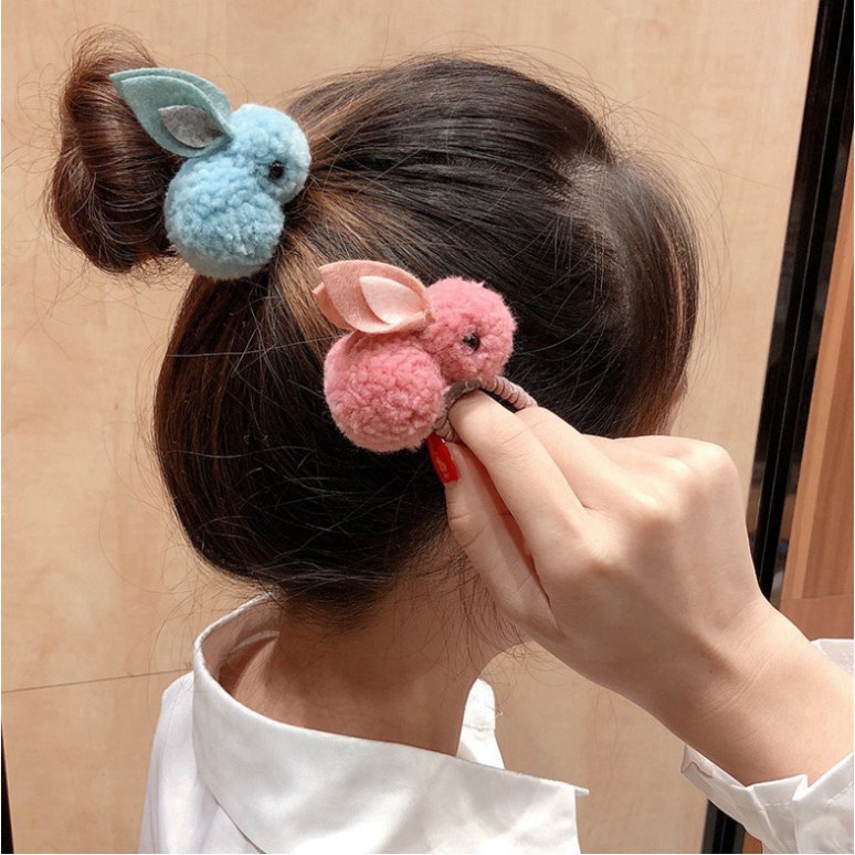 Kẹp tóc/dây buộc tóc hình thỏ đáng yêu phong cách Hàn Quốc