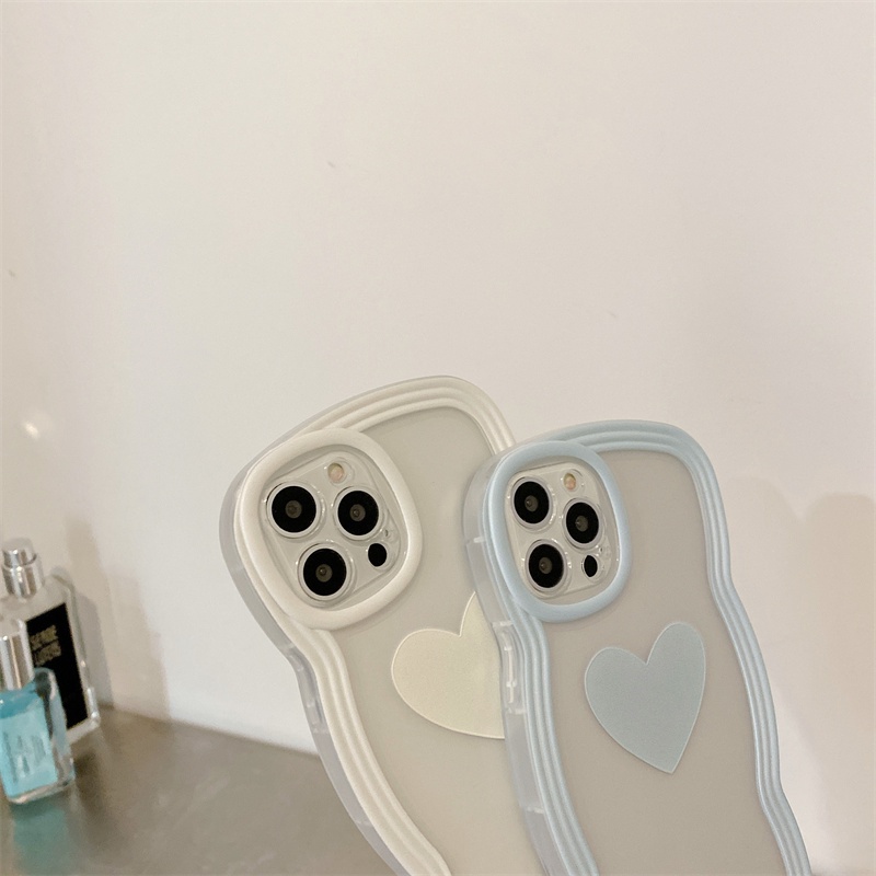 Ốp Điện Thoại Silicon Mềm Họa Tiết Gợn Sóng Và Trái Tim Ba Màu Chống Thấm Nước Cho iPhone 13 13 Pro Max 12 12Pro 12ProMax 1111ProMax X