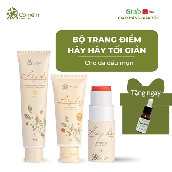 Bộ Combo Trang Điểm Tối Giản 3 bước Hây Hây Cỏ Mềm