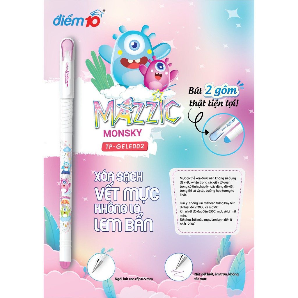 [Mới] Bút gel xóa được Điểm 10 TP-GELE002 (Vỉ 5 cây), chất lượng sản phẩm đảm bảo và cam kết hàng đúng như mô tả