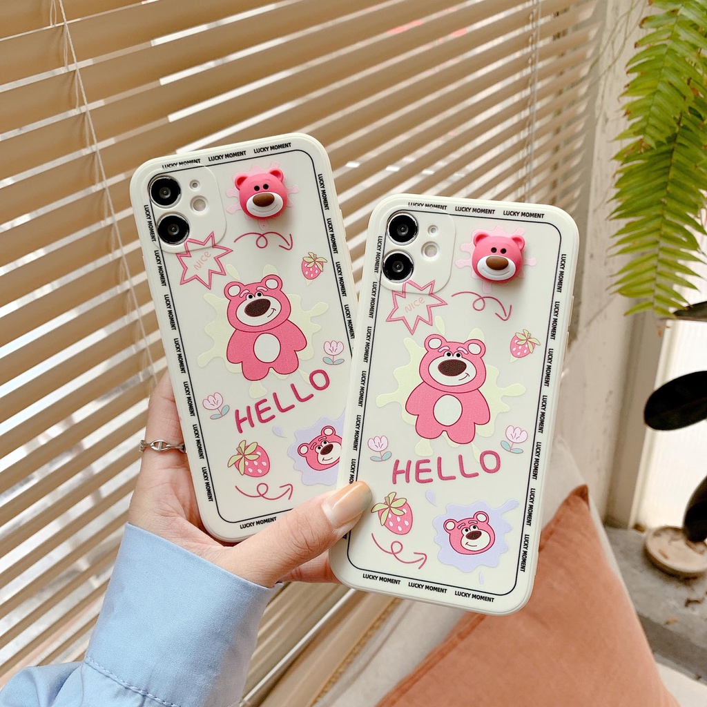 Ốp Điện Thoại Silicon Hình Gấu 3d Màu Hồng Cho Iphone 12 Pro Max 11 Xs Max Xr Xs 7 8 Plus