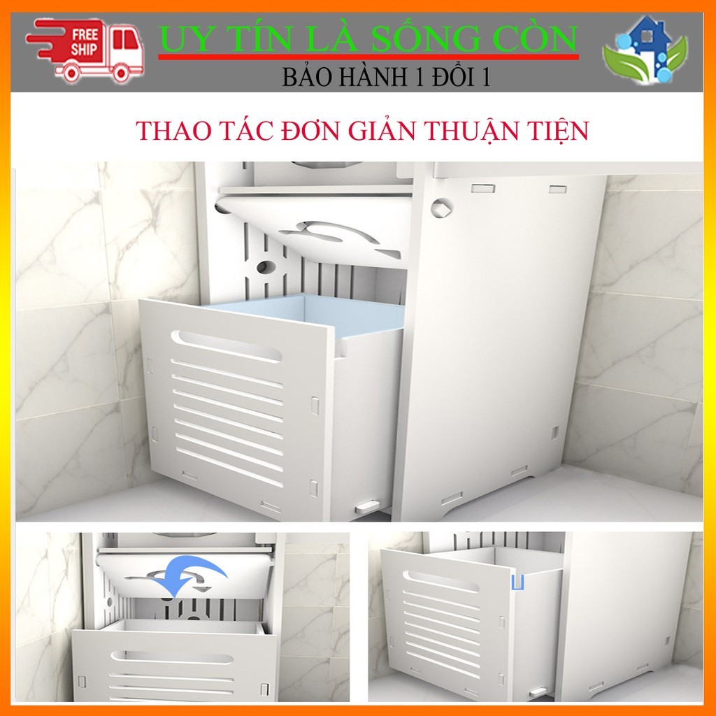 [ĐẸP-TIỆN-CHỨA ĐƯỢC NHIỀU ĐỒ] Kệ góc nhà tắm có ngăn kéo và kệ góc 4 tầng