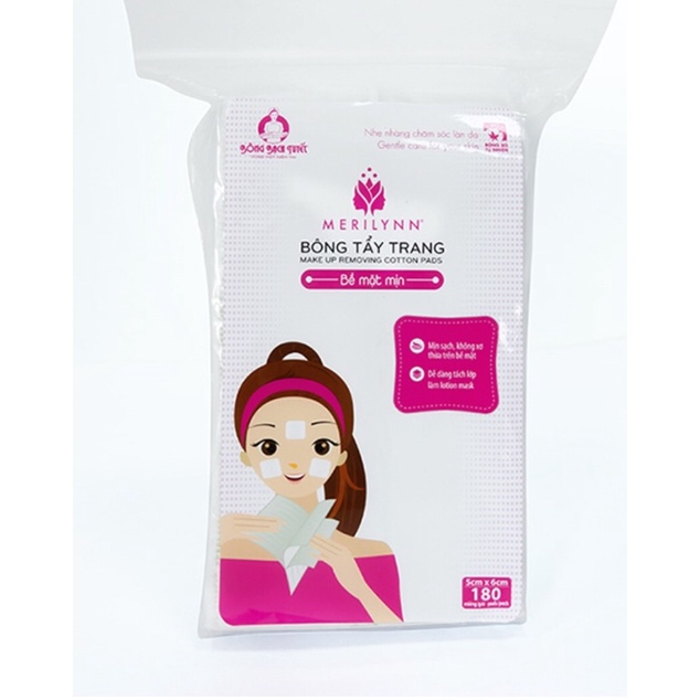 Bông Bạch Tuyết - Bông Tẩy Trang Kotton Beauty bề mặt mịn - 180 miếng/gói