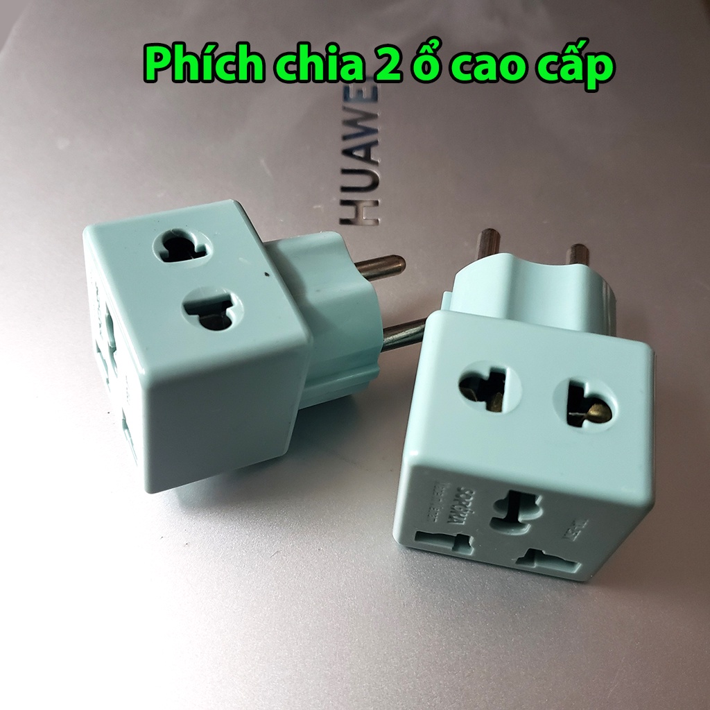 Phích cắm chia 2 ổ cao cấp có chân đa năng 3 chấu Sopoka