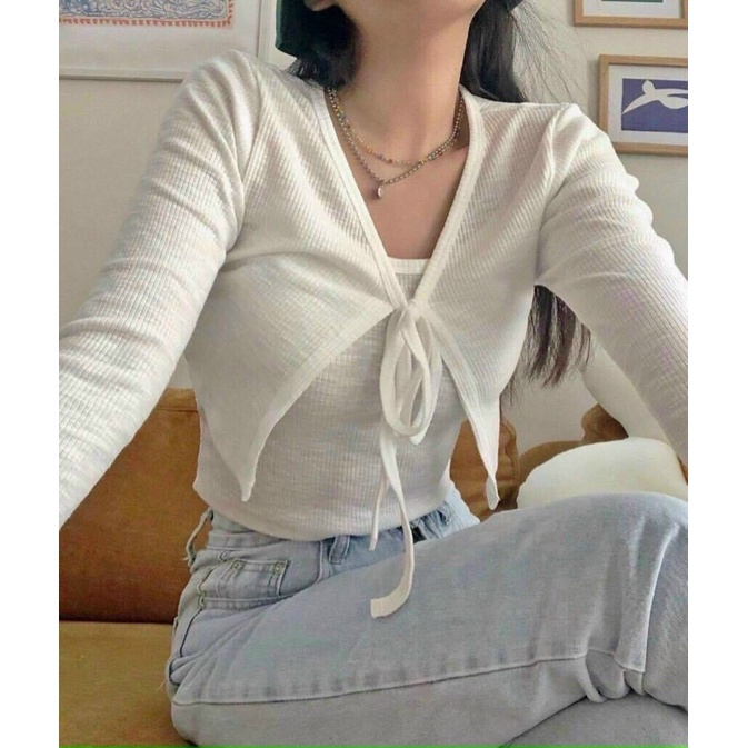 SET ÁO 2S KÈM KHOÁC CROP TD 🖤