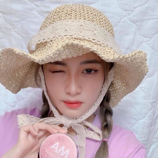 Nón cói mềm dây cột nơ ren đi biển