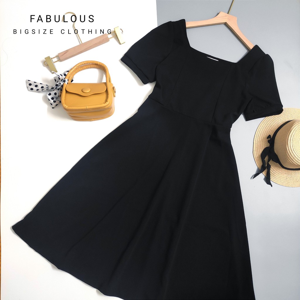 [Mã FAGREEN1505 giảm tới 30K đơn 99K] BIGSIZE(ảnh thật) Váy đen cổ vuông dáng dài chất umi cho nàng béo 55-85kg | BigBuy360 - bigbuy360.vn