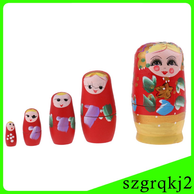 Bộ 5 Búp Bê Nga Matryoshka # 2 Bằng Gỗ