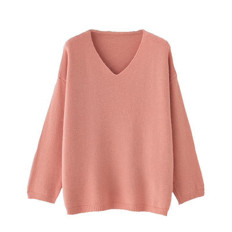 0265 Áo len dài tay cổ chữ V dáng rộng ngắn thời trang 8 màu | BigBuy360 - bigbuy360.vn