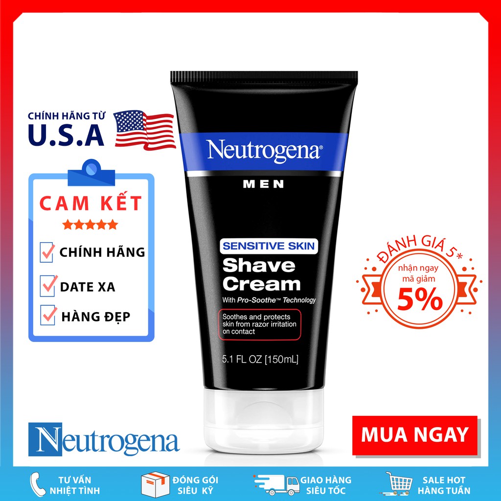 Kem Cạo Râu Neutrogena® Men Sensitive Skin Shave Cream (150mL) Shopee