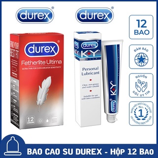 Bao cao su durex fetherlite siêu mỏng 12s - tặng gel bôi trơn durex ky 50g